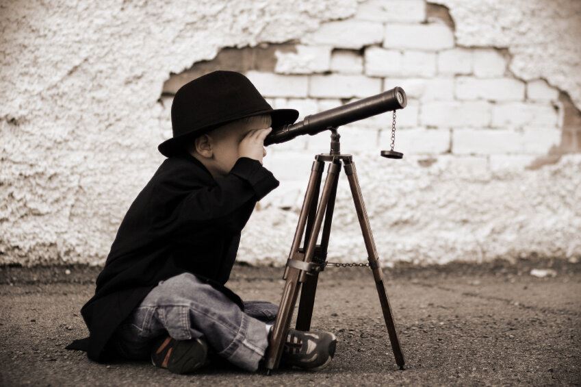 Looking through a telescope